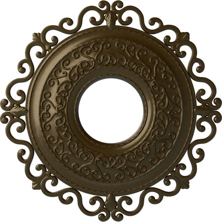 Ekena Millwork Orrington Ceiling Medallion (Fits Canopies up to 6 1/4"), 22"OD x 6 1/4"ID x 1 3/4"P, Brass CM22ORBRS